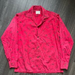 Vintage 1960s Sears Roebuck Pilgrim Textured Cotton Loop Collar Button Up Small